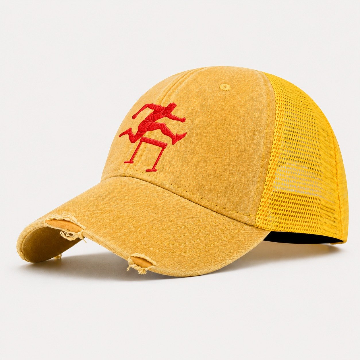 Hurdler Trail Leg Cut Micro Motion Mark Washed Trucker Hat – Yellow