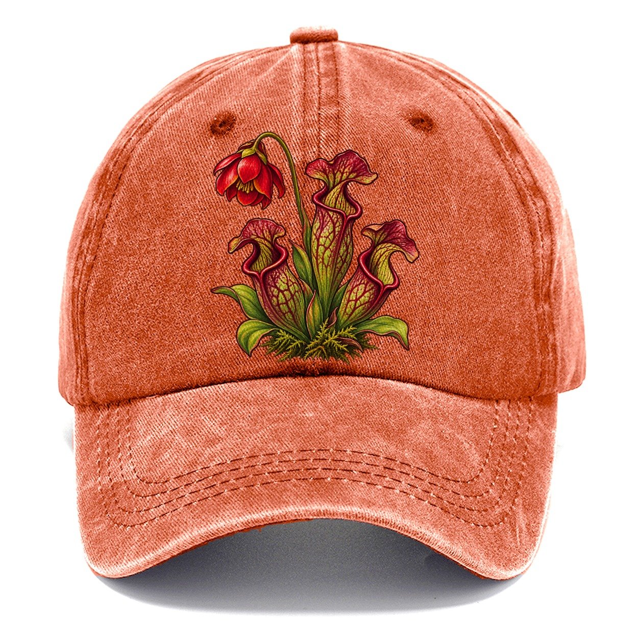 Newfoundland And Labrador Purple Pitcher Plant Canada Cultural Icons Classic Cap – Terracotta Clay