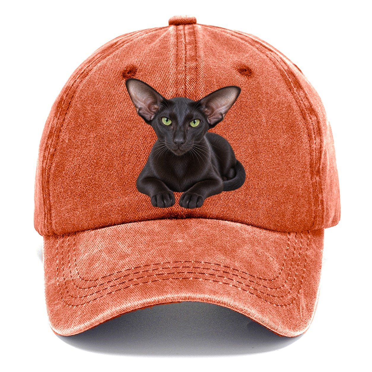 Oriental Shorthair Reclining Paws Forward Realistic Cat Portrait Classic Cap – Terracotta Clay