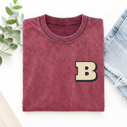 Initial B Left Chest Vintage T-shirt – Raspberry