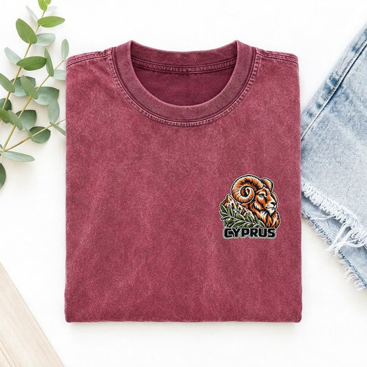 Cyprus Country Pride Left Chest Vintage T-shirt – Raspberry