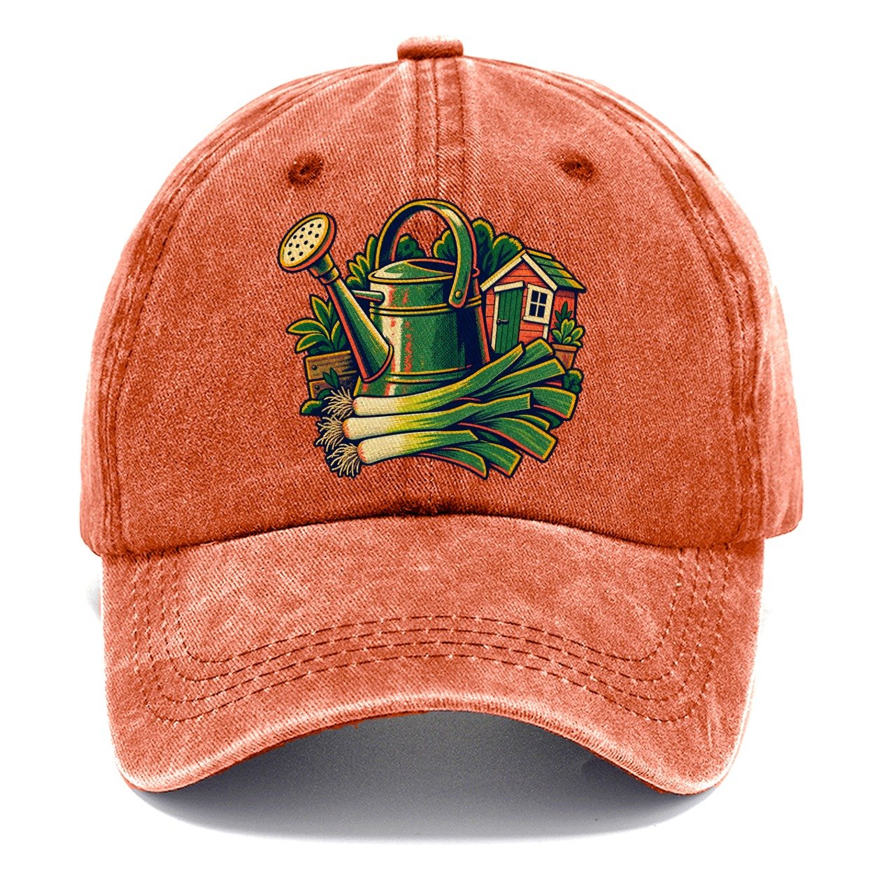 Allotment Shed Watering Can And Leeks Uk Culture Heritage Classic Cap – Terracotta Clay