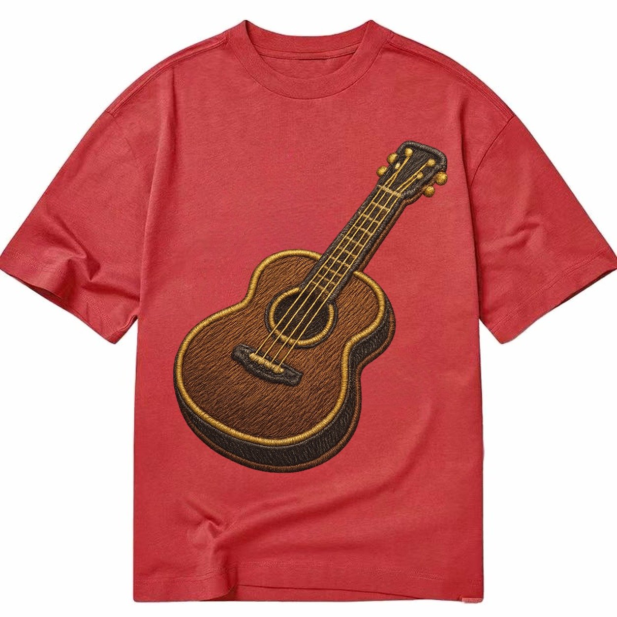Vintage Guitar Classic Acoustic Guitar With Bronze Strings A Classic T-shirt – Red