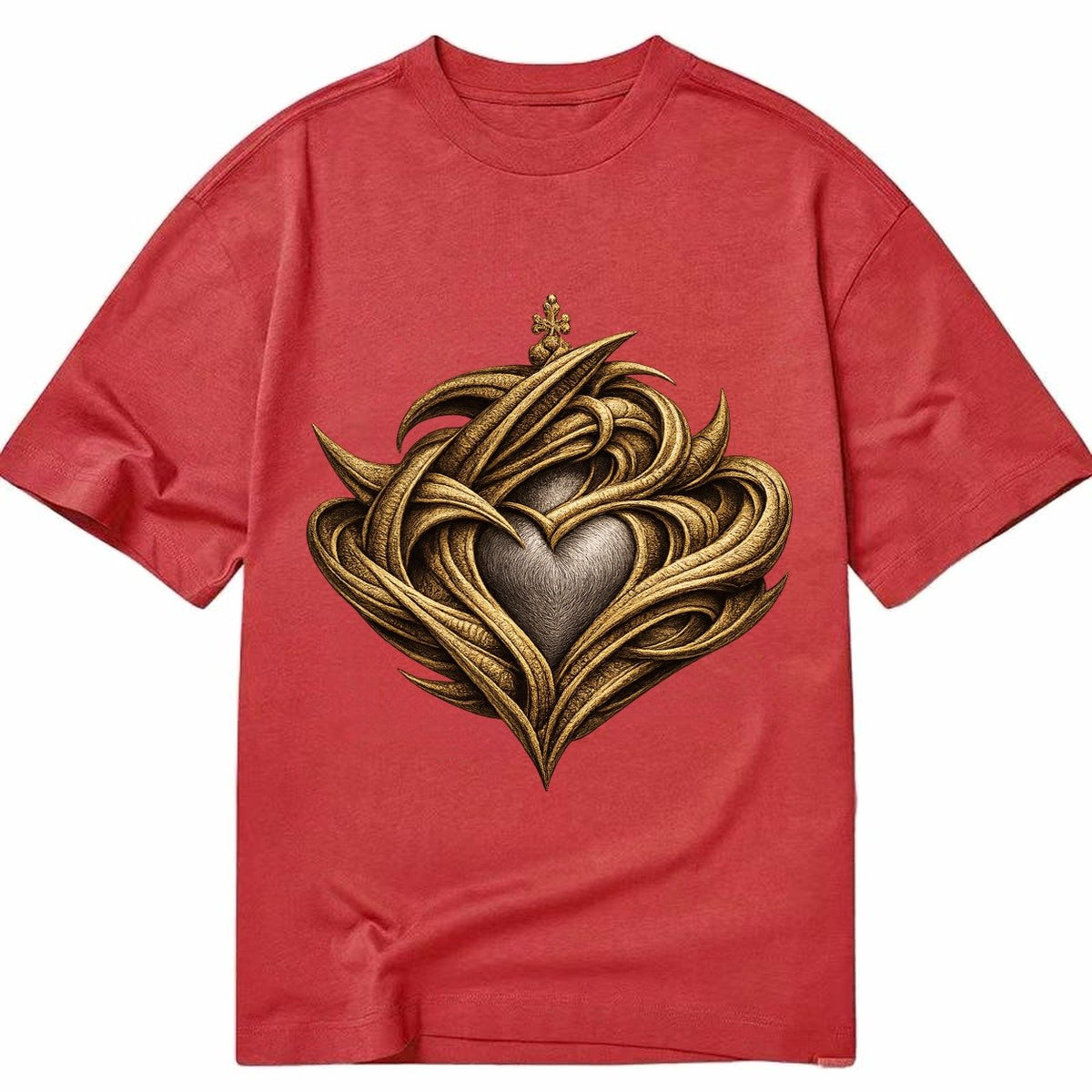 Abstract Claddagh Symbol Washed Classic T-shirt – Red