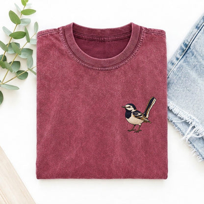 Wagtail Tail Fold Left Chest Vintage T-shirt – Raspberry