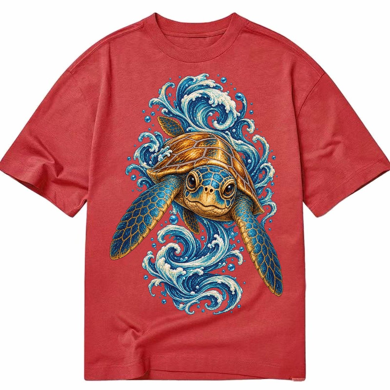 Ornate Sea Turtle Classic T-shirt – Red