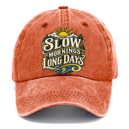 Slow Mornings Long Days Retired Living Classic Cap – Terracotta Clay