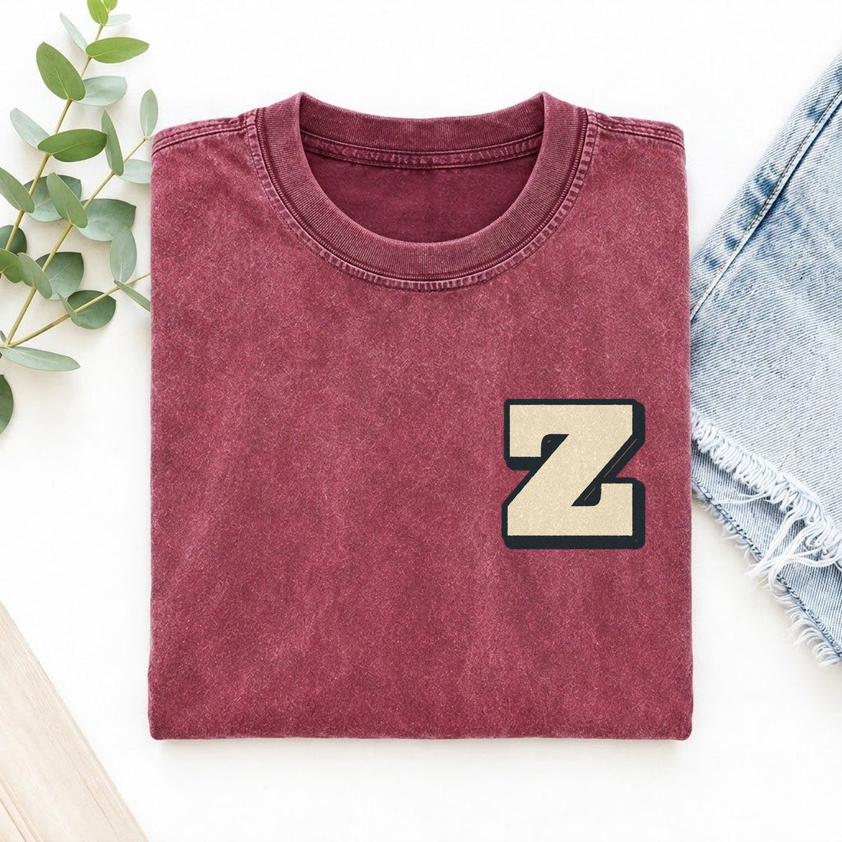 Initial Z Left Chest Vintage T-shirt – Raspberry