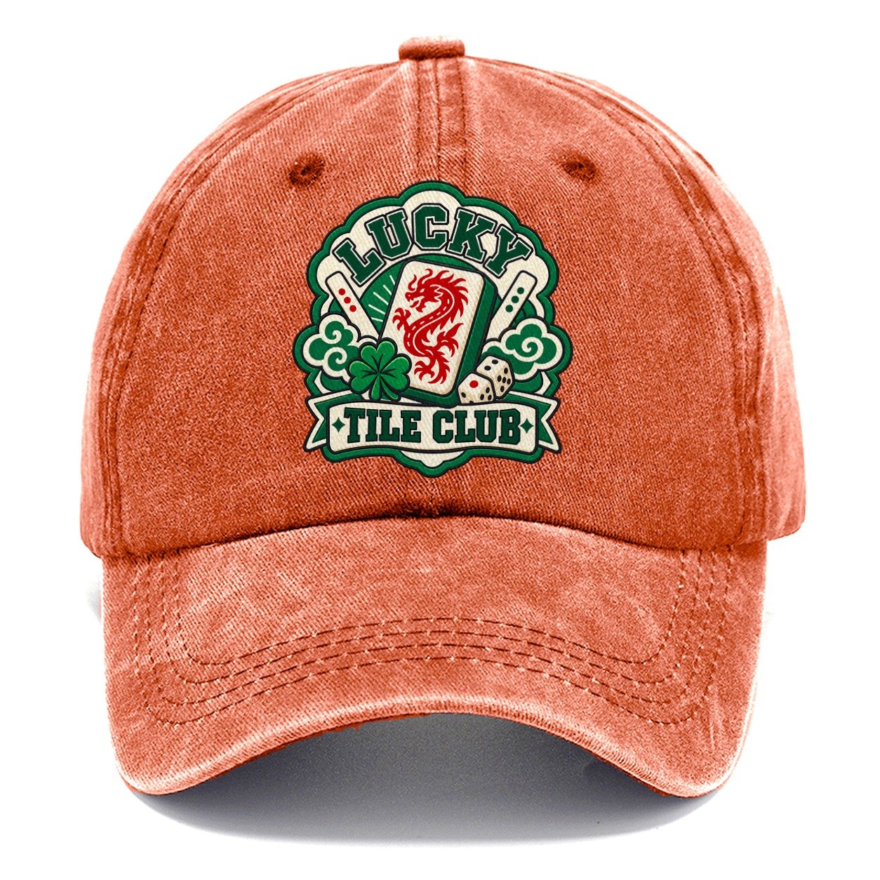 Lucky Tile Club Mahjong Game Night Classic Cap – Terracotta Clay