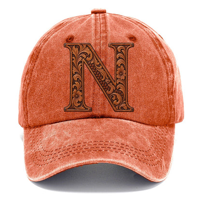 Tooled Leather N Monogram Classic Cap – Terracotta Clay
