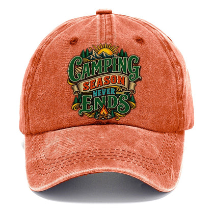 Camping Season Never Ends Retired Living Classic Cap – Terracotta Clay