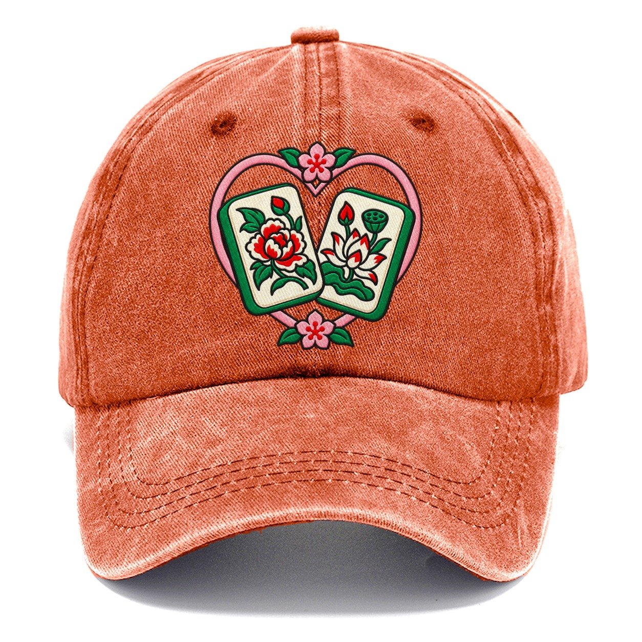 Lucky Pair Mahjong Game Night Classic Cap – Terracotta Clay