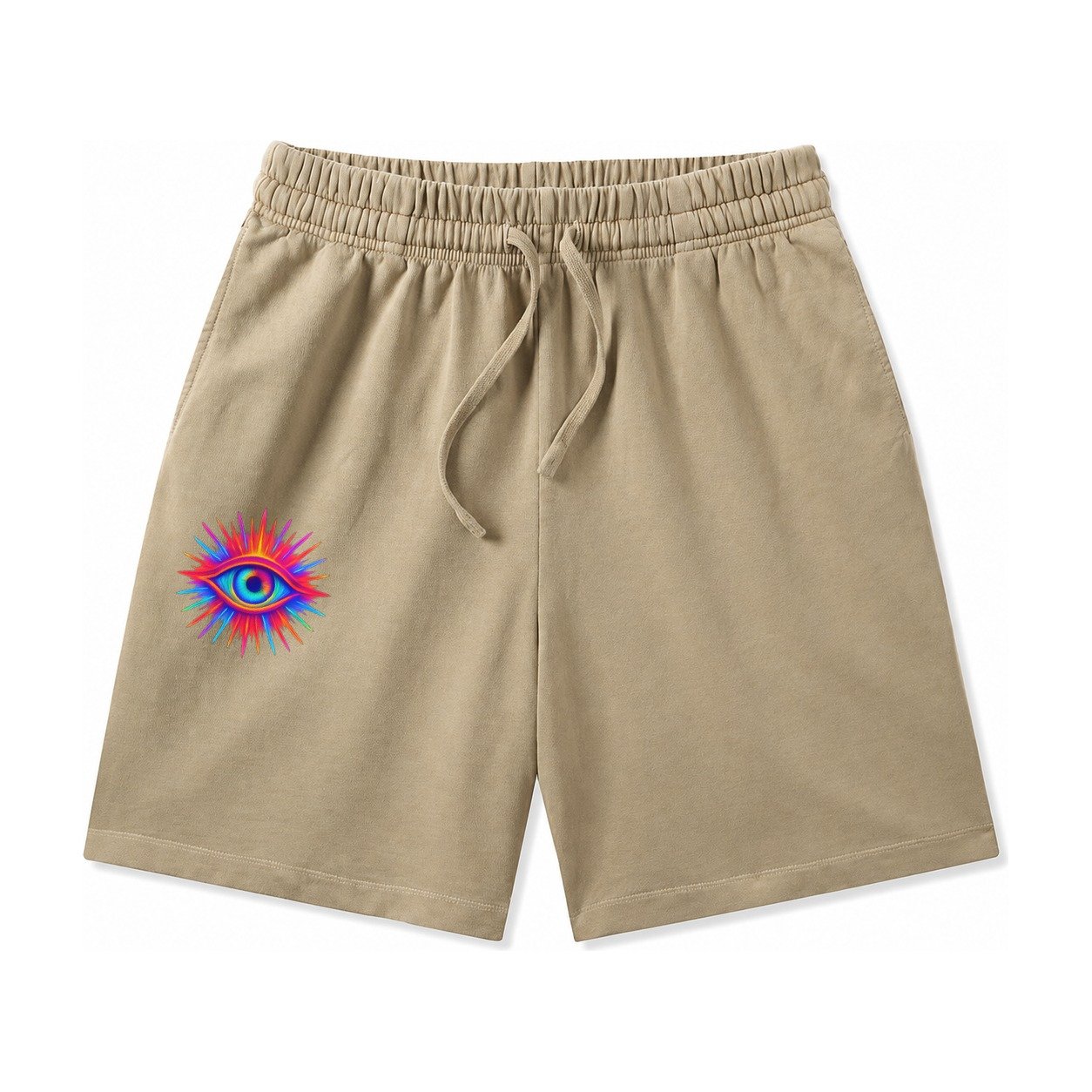 Rainbow Third Eye Prismatic Eye Radiating Spectrum Colors Re Washed Shorts – Khaki