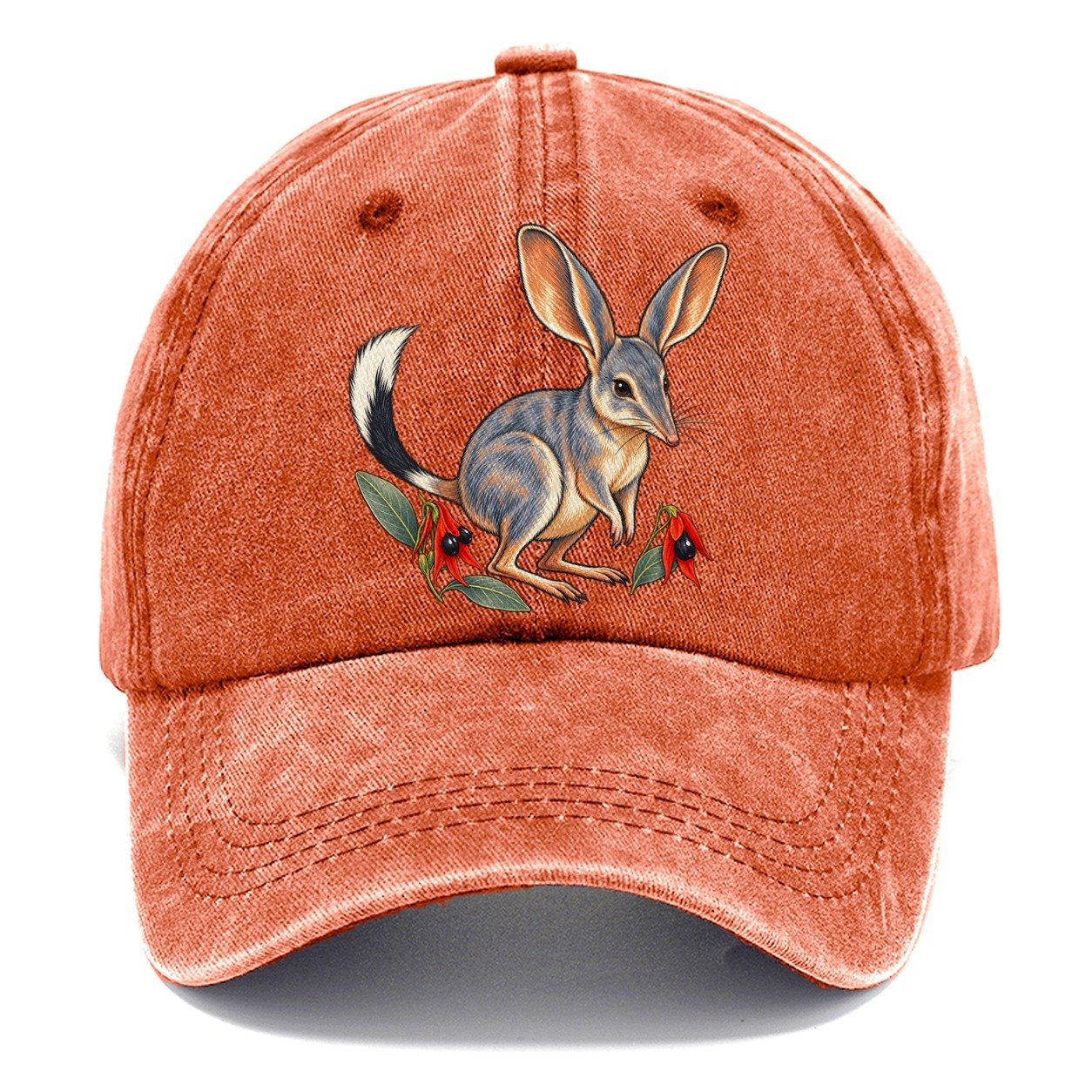 Greater Bilby And Sturt Desert Pea Australia Cultural Icons Classic Cap – Terracotta Clay