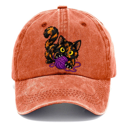 Tortoiseshell Playing Yarn Peeking Cats Classic Cap – Terracotta Clay