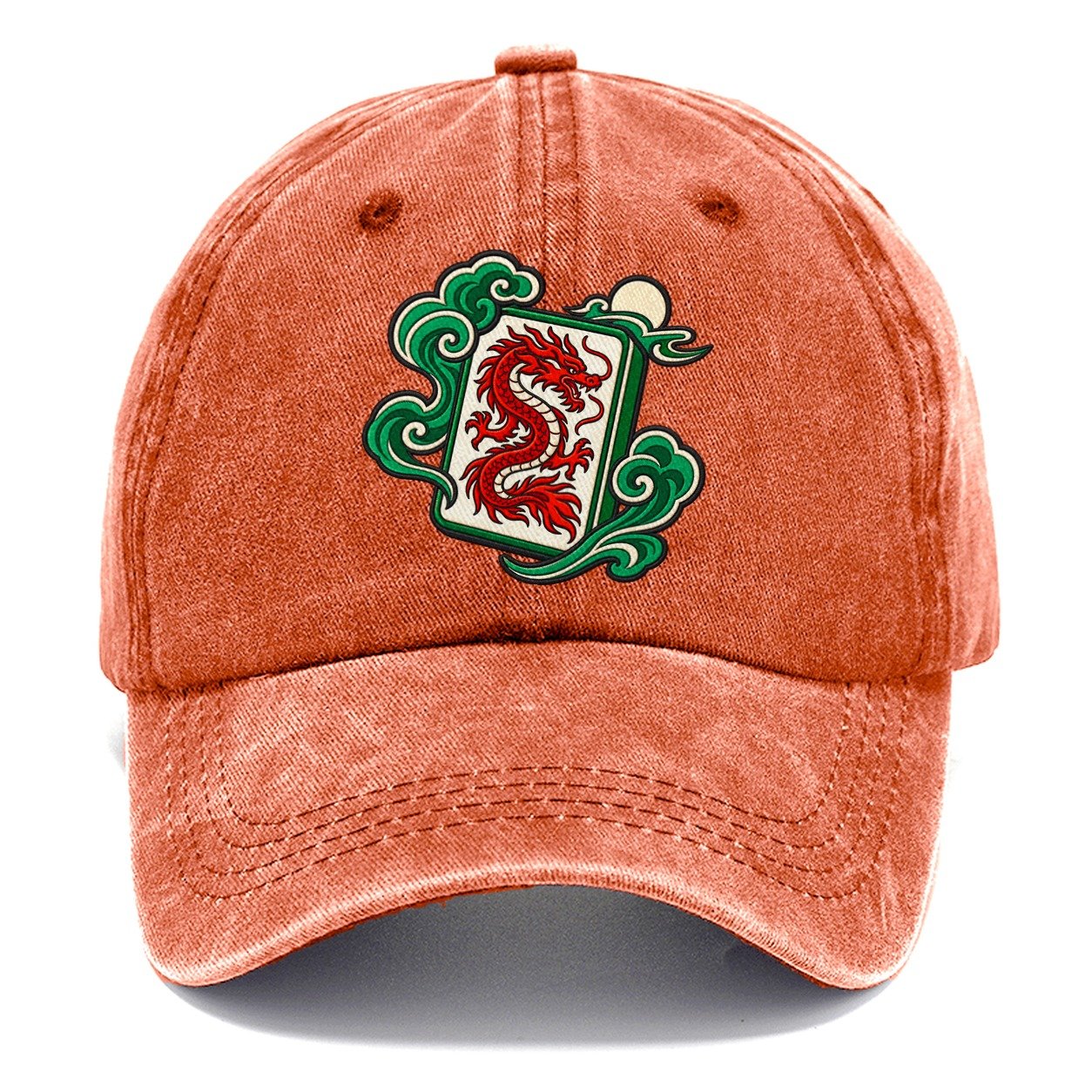 Red Dragon Mahjong Game Night Classic Cap – Terracotta Clay