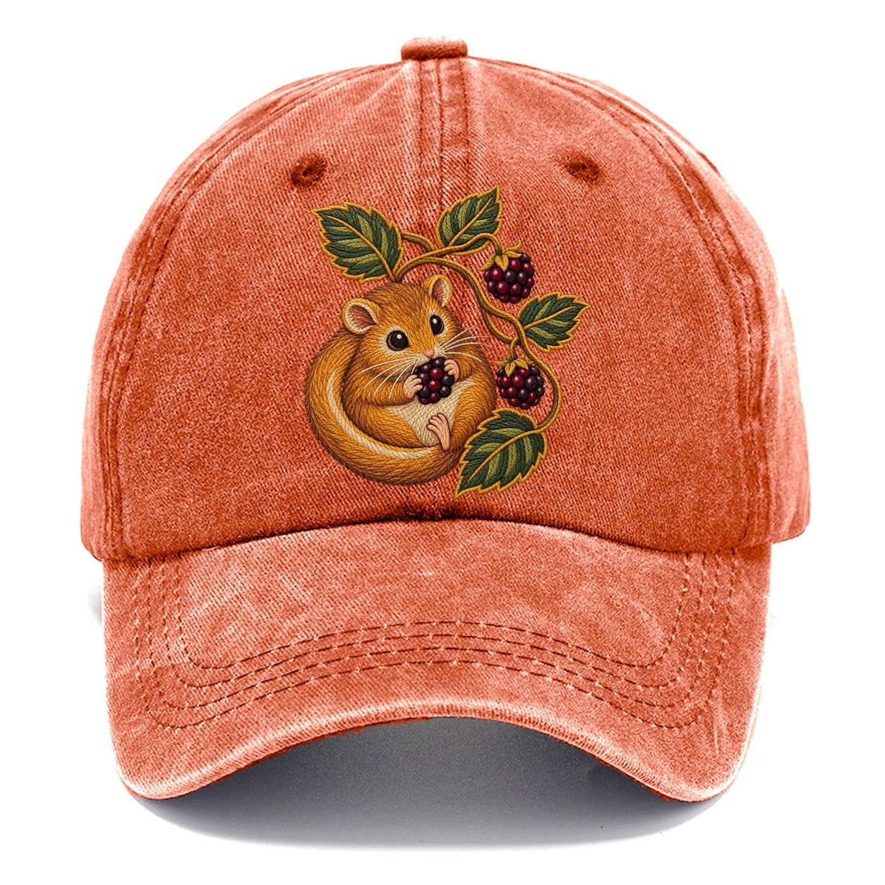 British Hedgerow Dormouse And Blackberries Uk Culture Heritage Classic Cap – Terracotta Clay