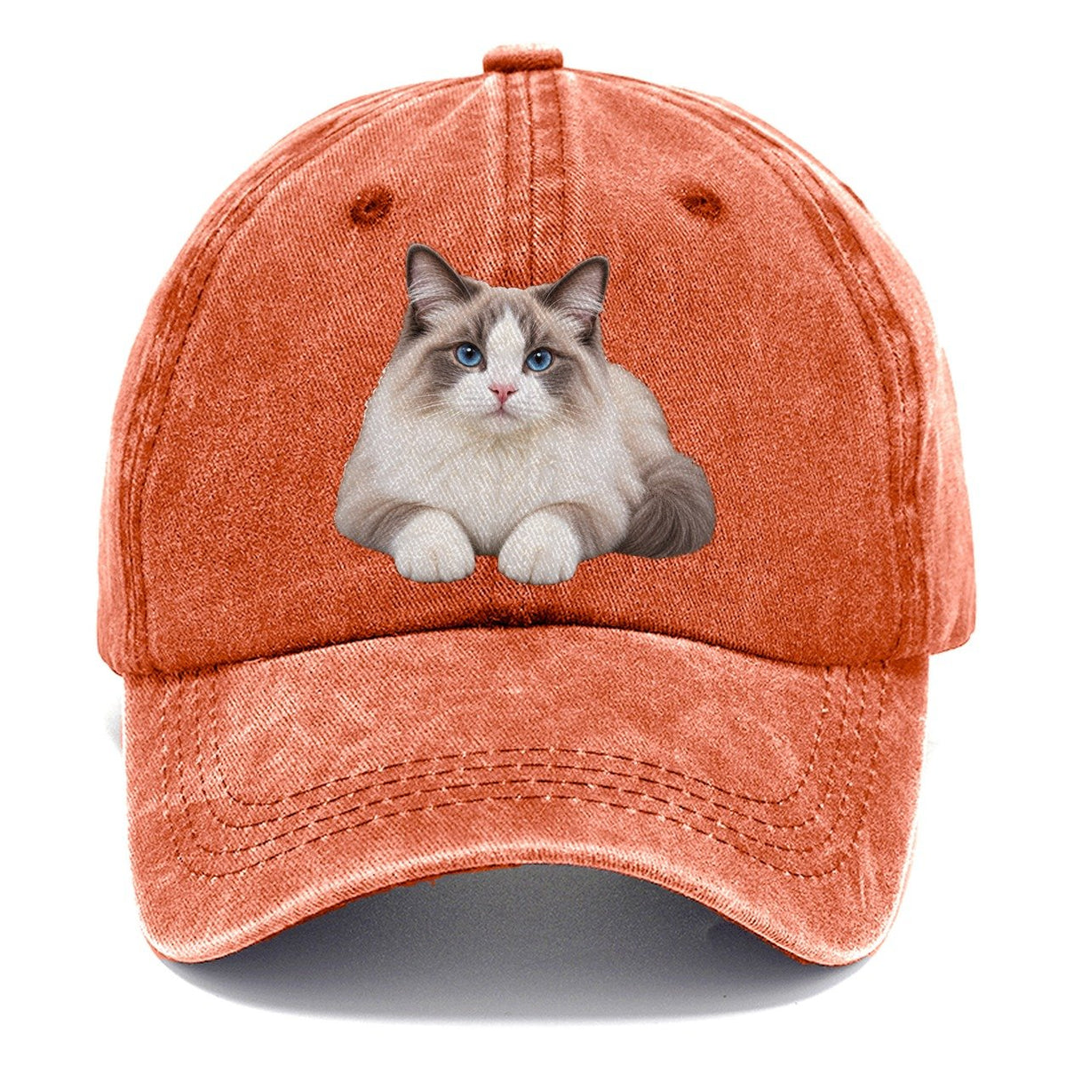 Ragdoll Reclining Paws Forward Realistic Cat Portrait Classic Cap – Terracotta Clay