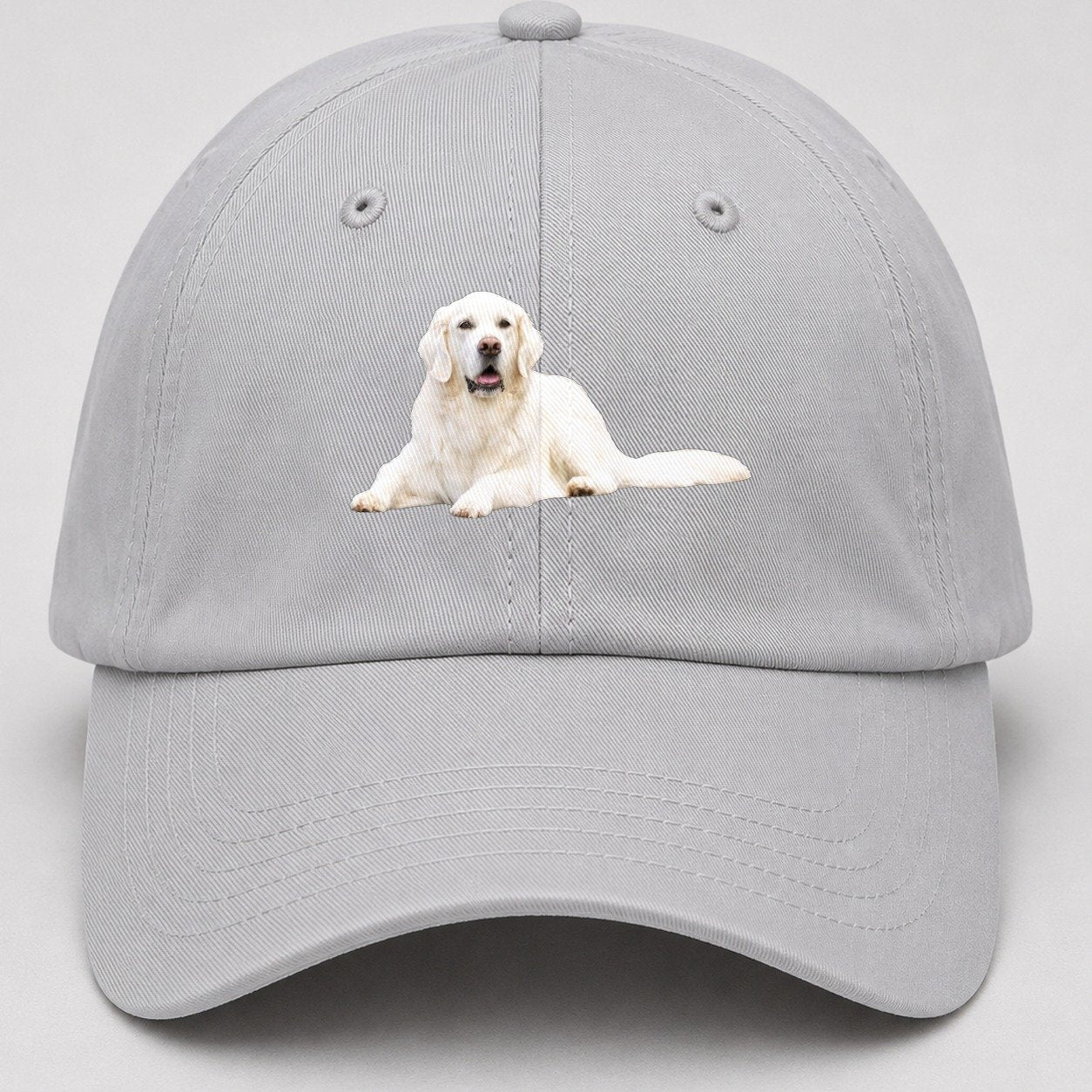 White English Cream Golden Retrievers Baseball Cap – Light Gray