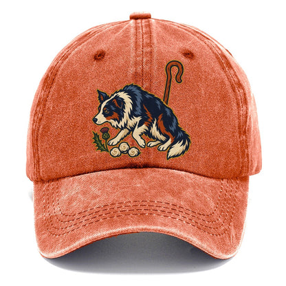 Shepherd Crook Sheepdog And Wool Sprig Uk Culture Heritage Classic Cap – Terracotta Clay