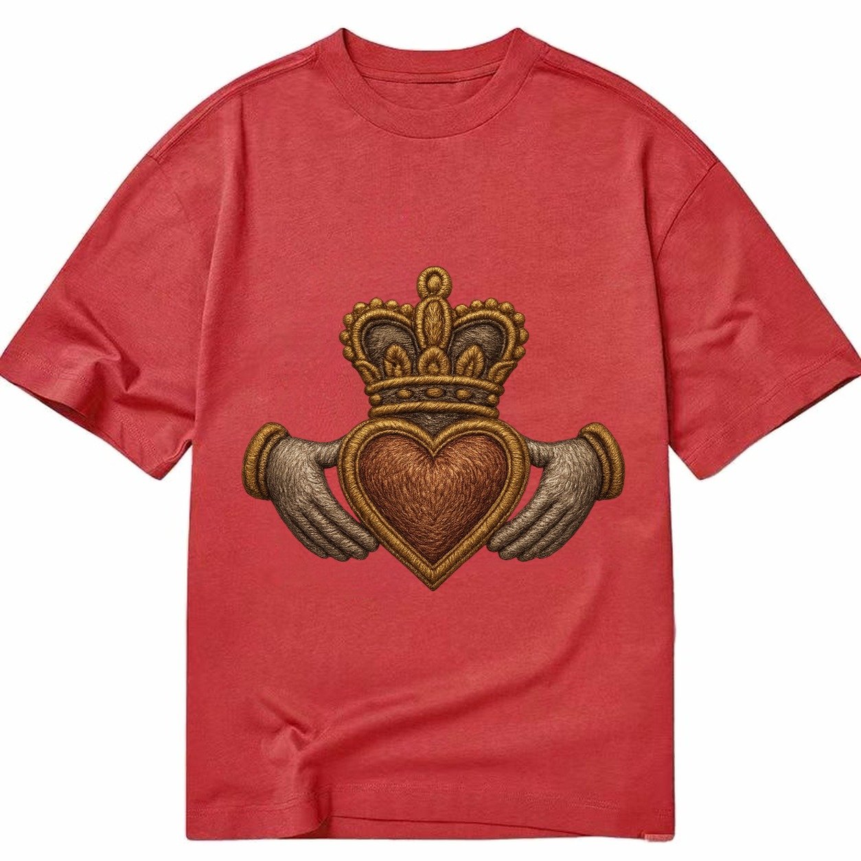 Claddagh Heart Crown Embroidered 0912b9 Classic T-shirt – Red
