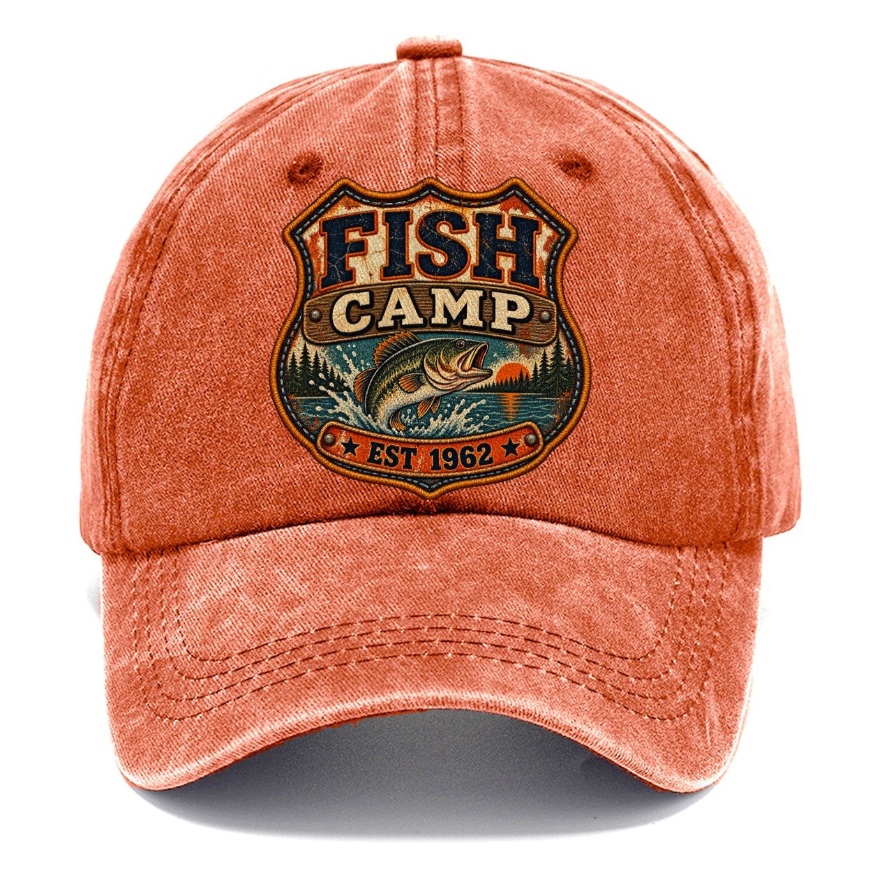 Fish Camp Est Nineteen Sixty Two Fishing Club Classic Cap – Terracotta Clay