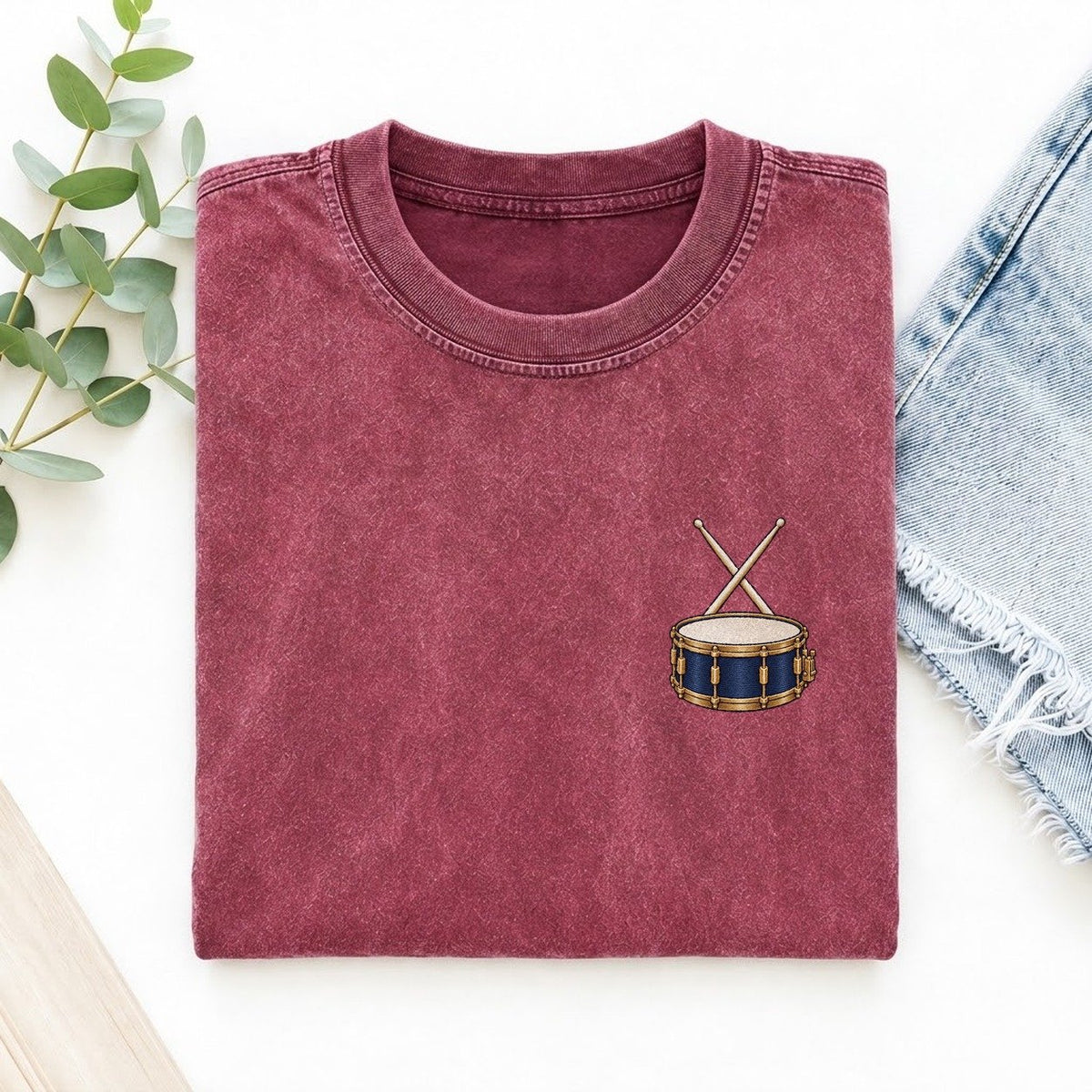 Snare Drum Symbol Emblems Left Chest Vintage T-shirt – Raspberry