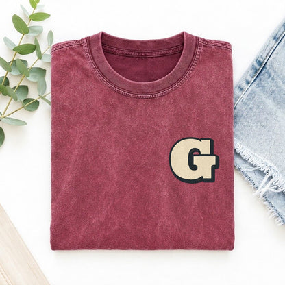 Initial G Left Chest Vintage T-shirt – Raspberry
