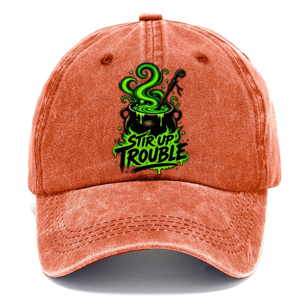 Stir Up Trouble Slogan Witch Magic Classic Cap – Terracotta Clay