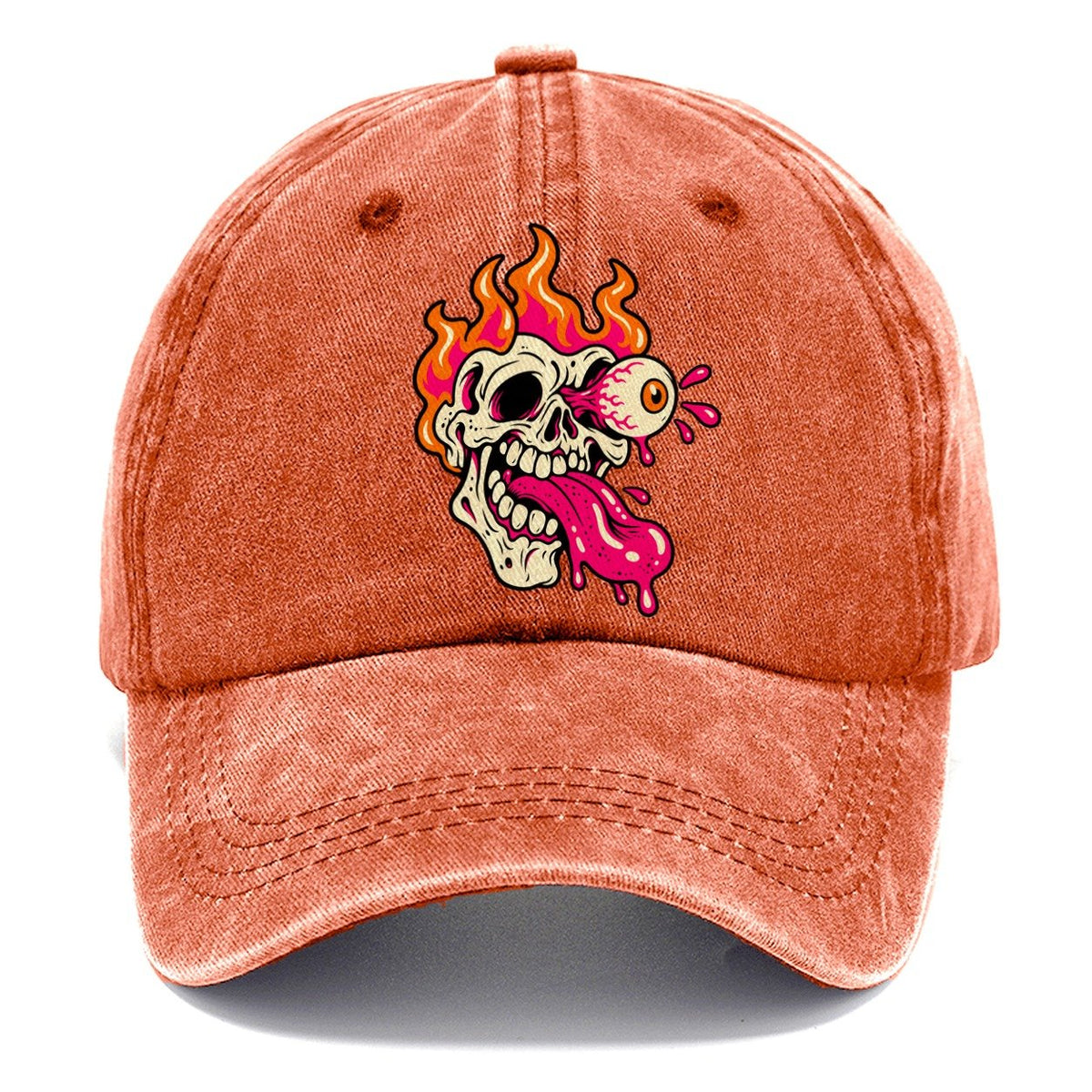 Flame Skull Tongue Crazy Styles Classic Cap – Terracotta Clay