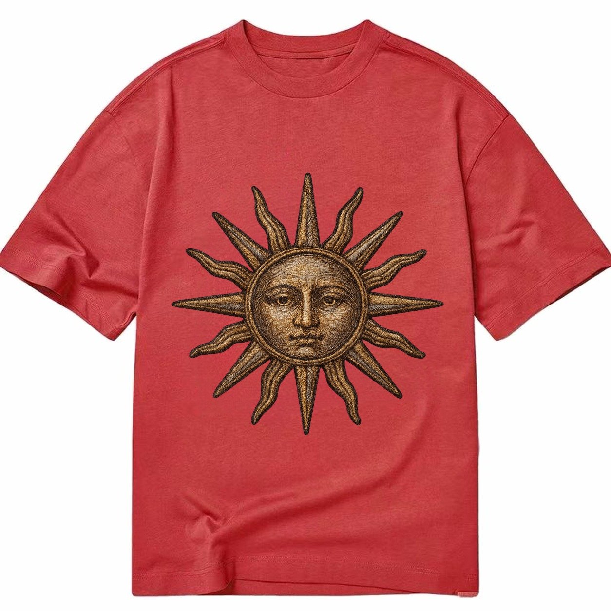 Sun Rays Vintage Sun With Radiating Beams Classic T-shirt – Red