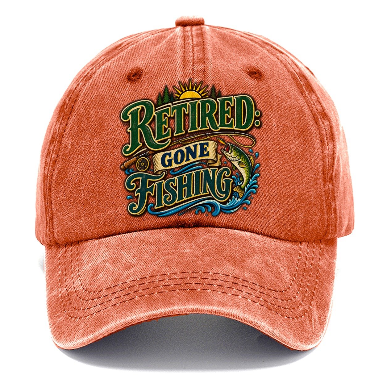 Retired Gone Fishing Retired Living Classic Cap – Terracotta Clay