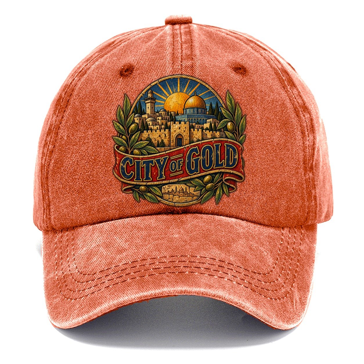 City Of Gold Lettering Jerusalem Classic Cap – Terracotta Clay