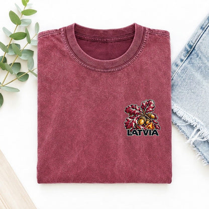 Latvia Country Pride Left Chest Vintage T-shirt – Raspberry