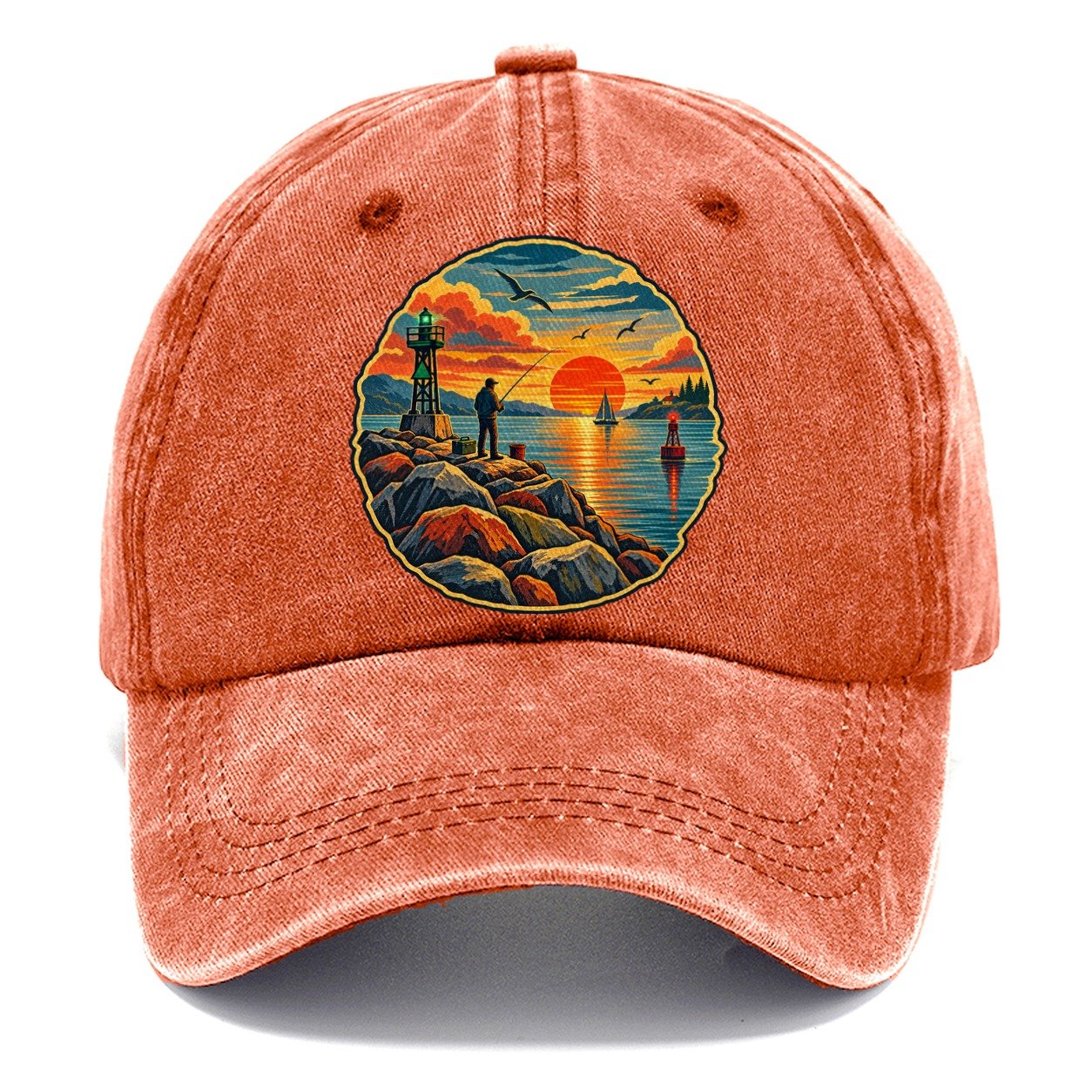 Harbor Jetty Sunset Fishing Club Classic Cap – Terracotta Clay