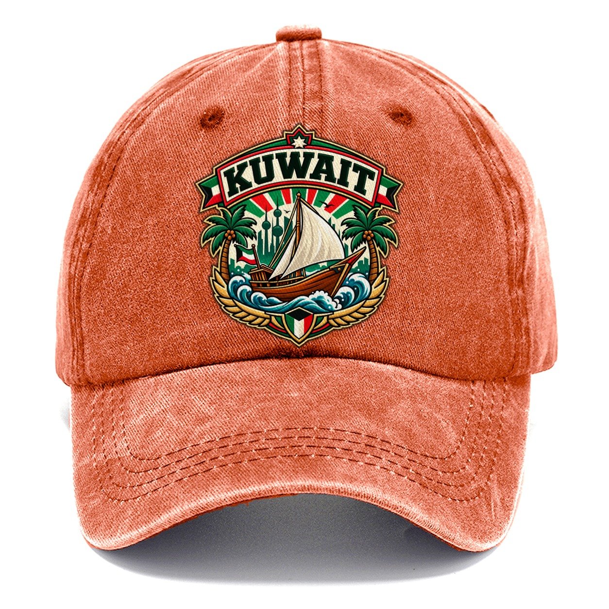 Kuwait Retro Badge Country Logos Classic Cap – Terracotta Clay