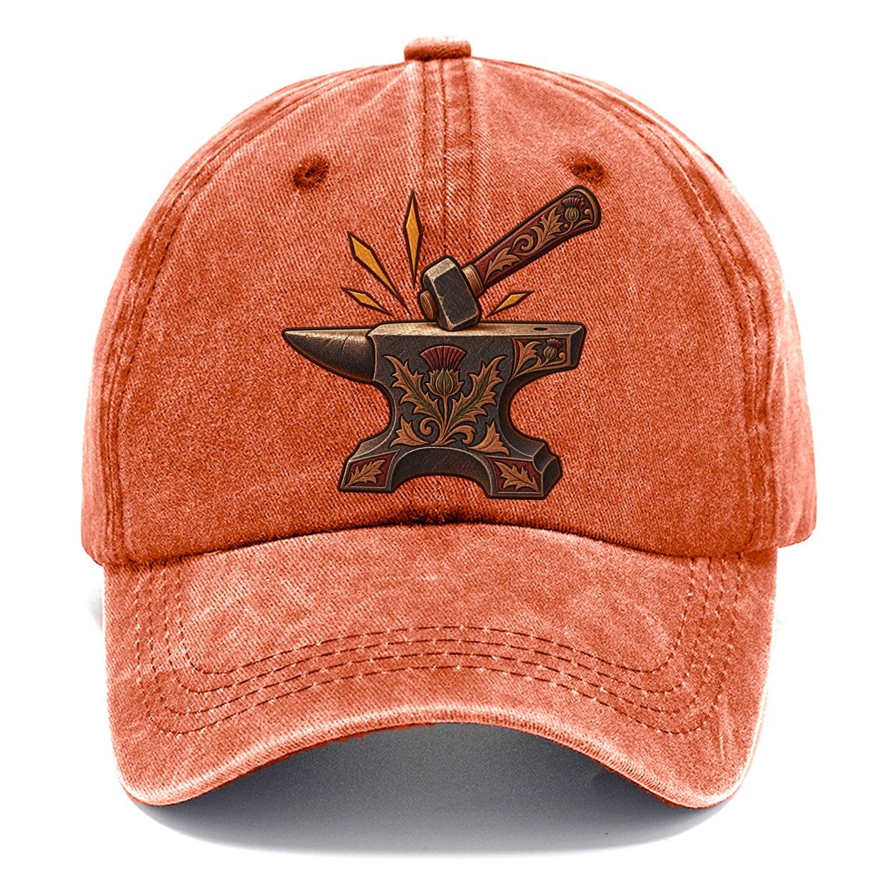 Village Blacksmith Anvil And Hammer Uk Culture Heritage Classic Cap – Terracotta Clay
