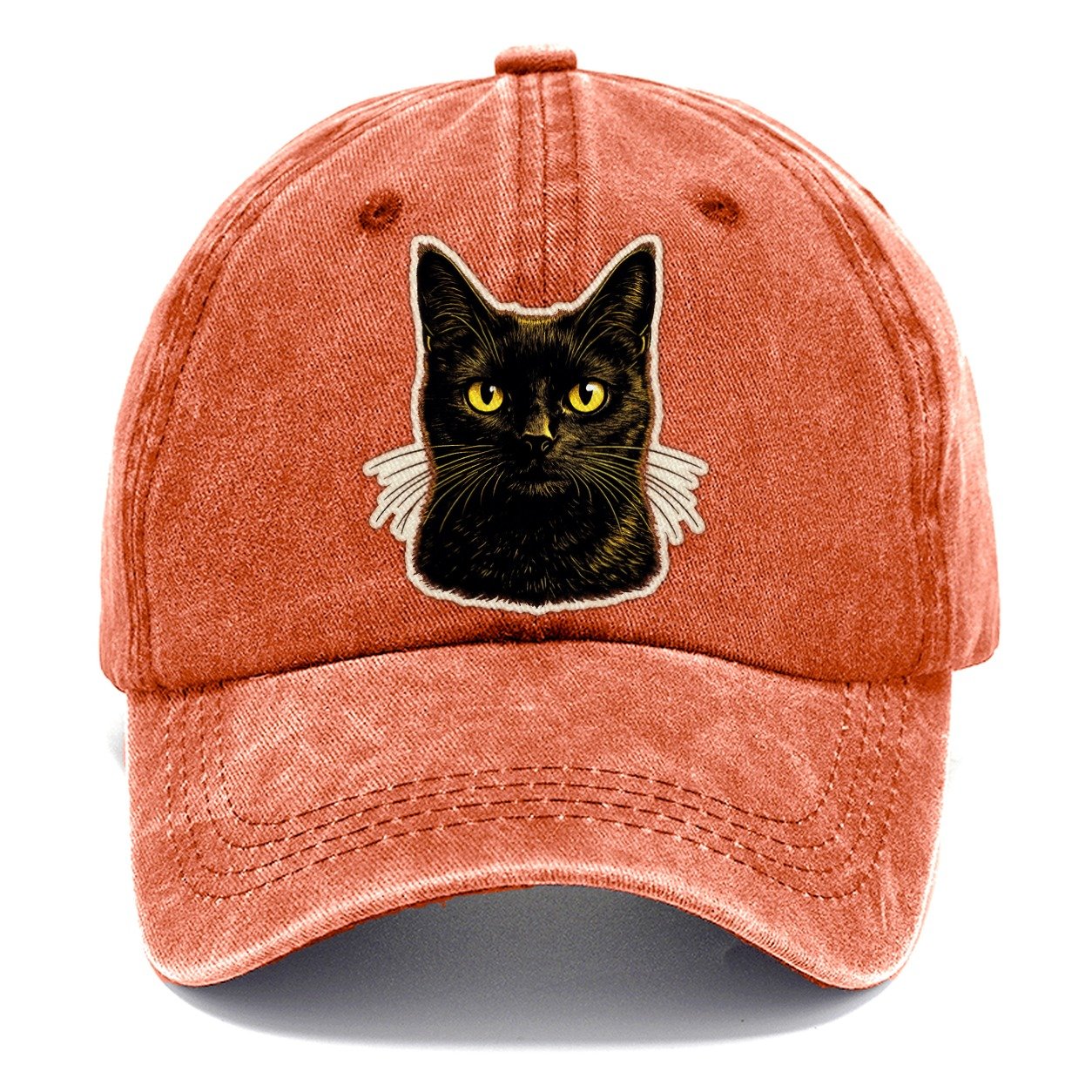 Golden Eyed Black Cat Classic Cap – Terracotta Clay