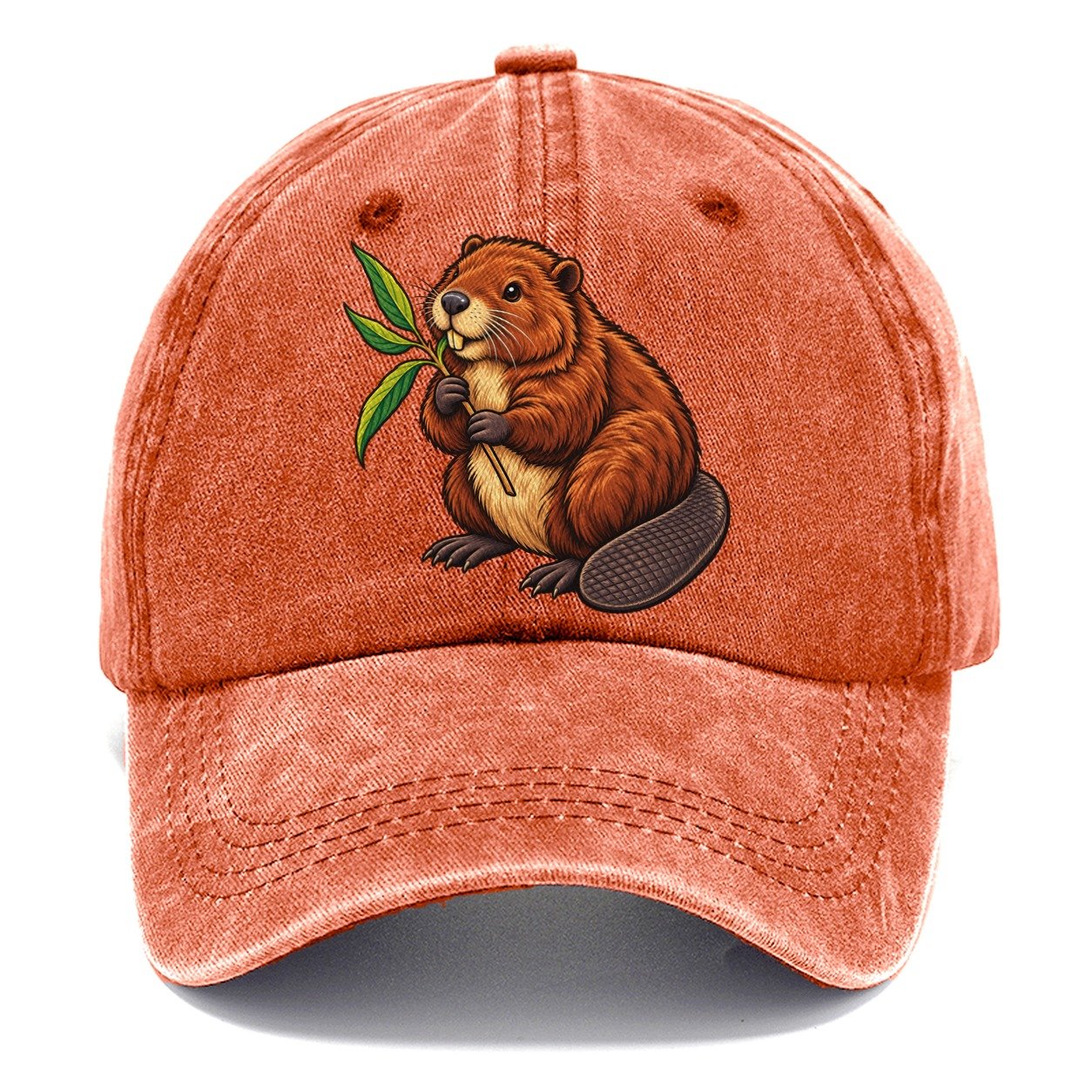 North American Beaver And Willow Sprig Canada Cultural Icons Classic Cap – Terracotta Clay