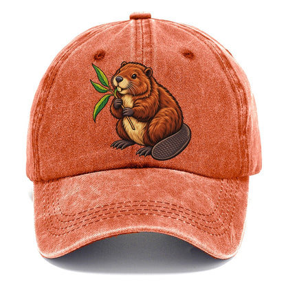 North American Beaver And Willow Sprig Canada Cultural Icons Classic Cap – Terracotta Clay