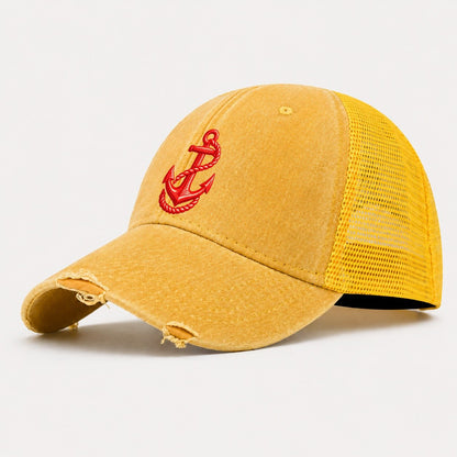Anchor Rope Loop Micro Motion Mark Washed Trucker Hat – Yellow
