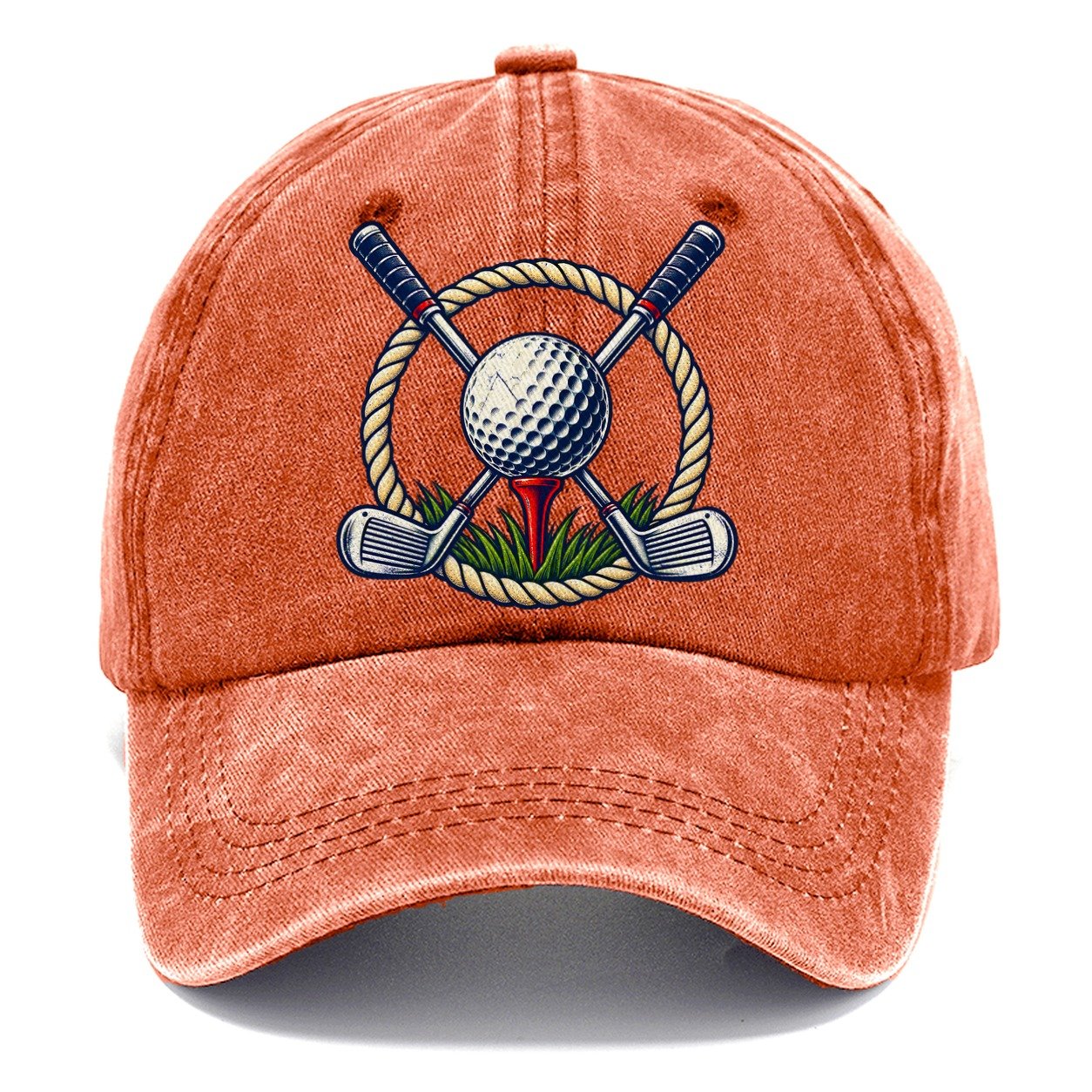 Crossed Clubs Crest Golf Life Classic Cap – Terracotta Clay