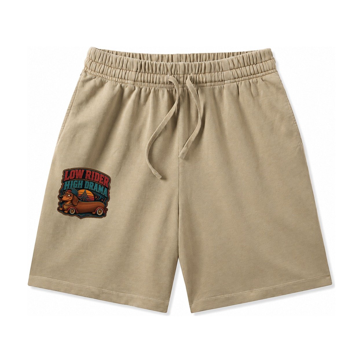 Low Rider High Drama Dachshund Washed Shorts – Khaki