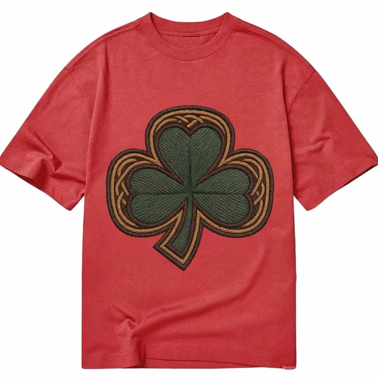 Shamrock Three Leaf Clover With Celtic Border Design Classic T-shirt – Red