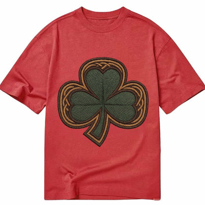Shamrock Three Leaf Clover With Celtic Border Design Classic T-shirt – Red