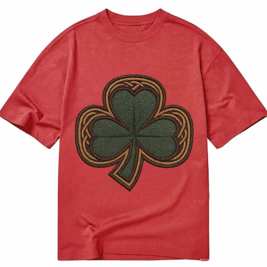 Shamrock Three Leaf Clover With Celtic Border Design Classic T-shirt – Red