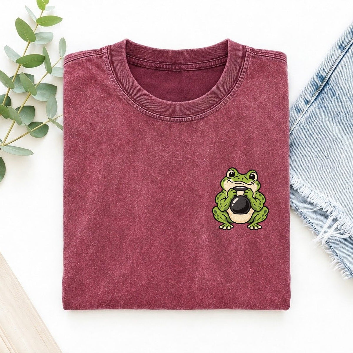 Kettlebell Frog Left Chest Vintage T-shirt – Raspberry