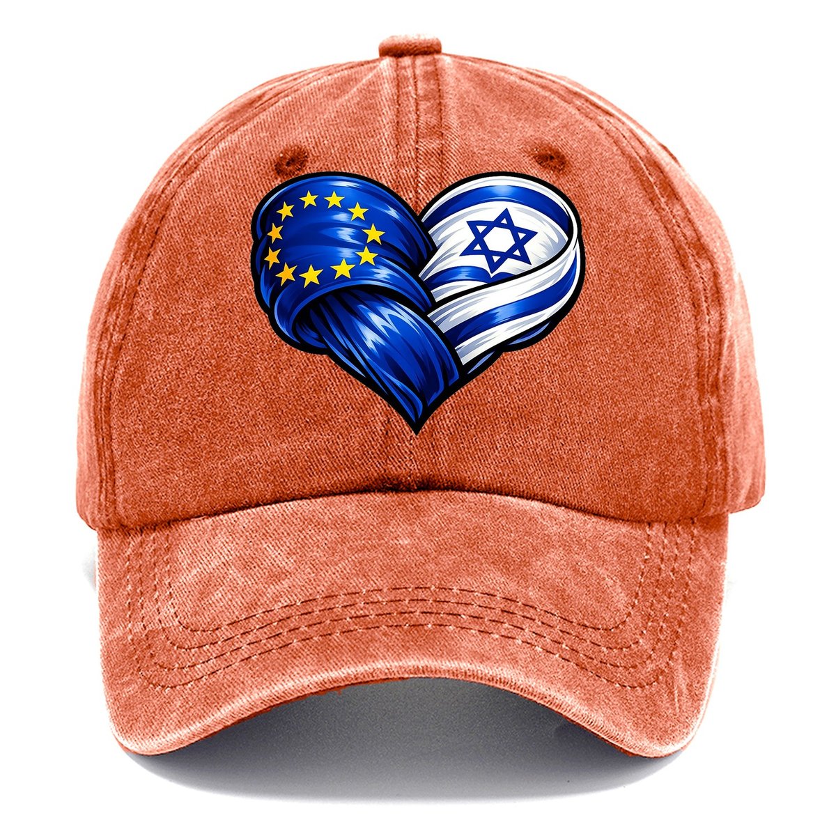 Eu Israel Intertwined Flag Heart Classic Cap – Terracotta Clay