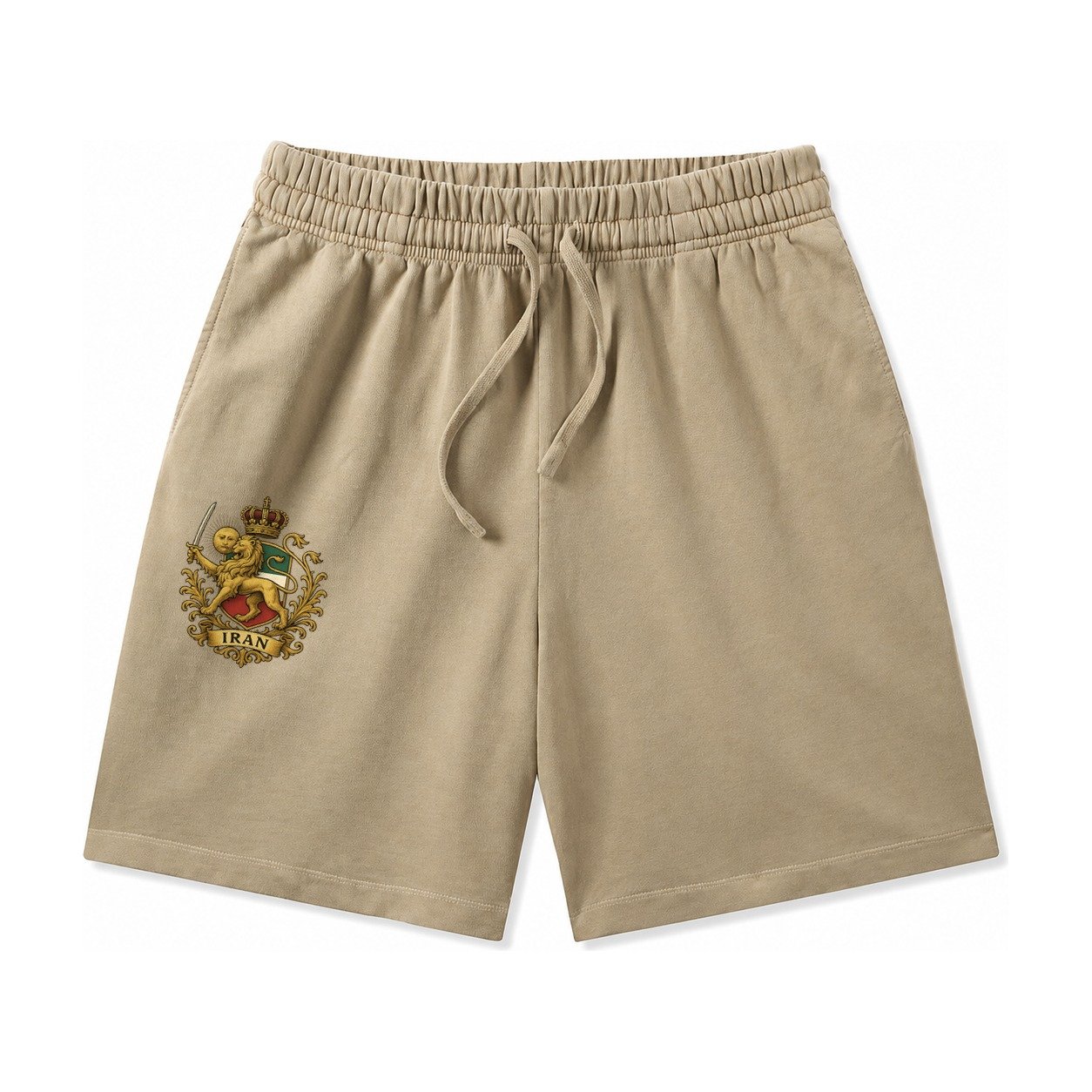 Royal Iran Coat Of Arms Washed Shorts – Khaki