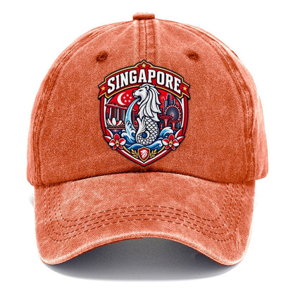 Singapore Retro Badge Country Logos Classic Cap – Terracotta Clay